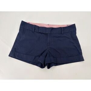 Lilly Pulitzer Barclay Short Navy Blue Chino Cuffed Low Rise Cotton Size 8